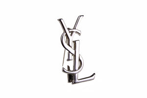 YVES SAINT LAURENT Logo silver brooch