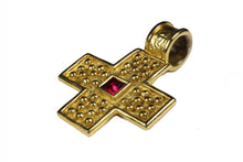 YVES SAINT LAURENT cross red stone pendant