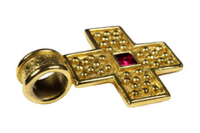 YVES SAINT LAURENT cross red stone pendant