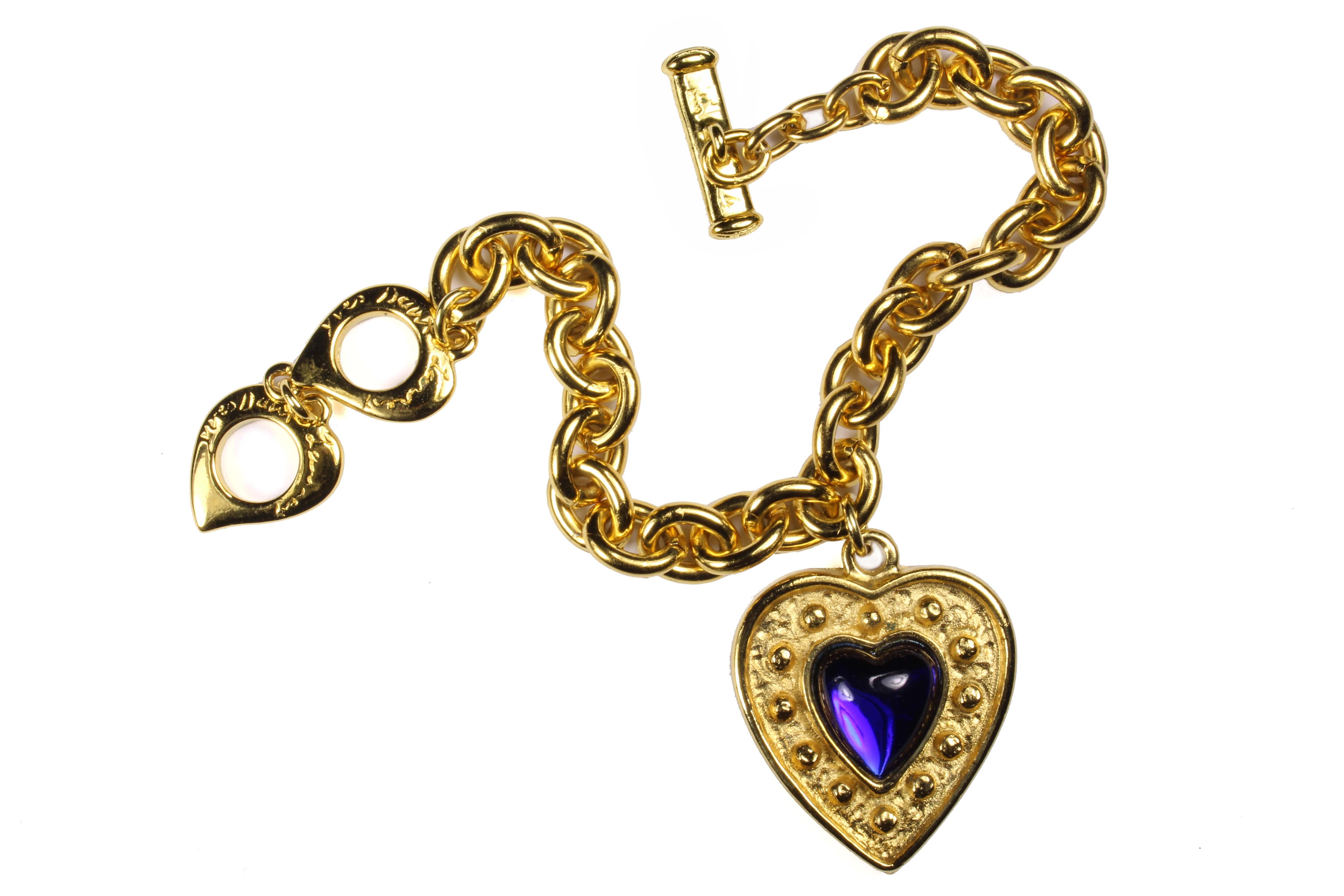 YVES SAINT LAURENT blue heart charm bracelet – Vintage Carwen