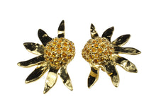 YVES SAINT LAURENT large rhinestones sunflower earrings