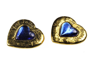 YVES SAINT LAURENT blue heart brooch earrings set