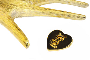 YVES SAINT LAURENT heart Logo brooch