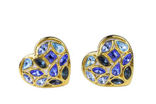 YVES SAINT LAURENT heart blue rhinestones earrings