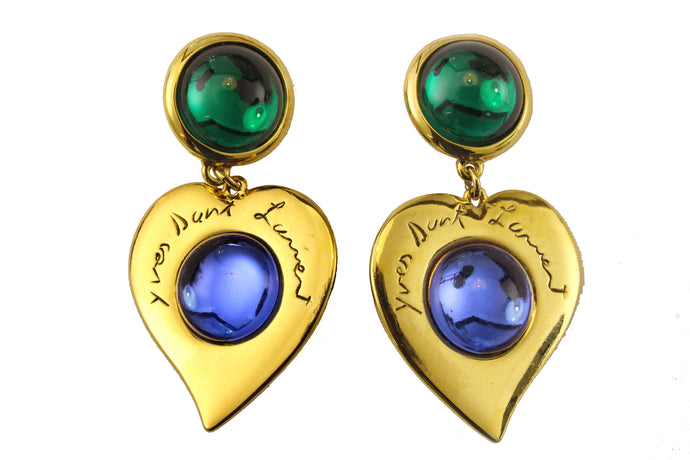 YVES SAINT LAURENT heart cabochons earrings