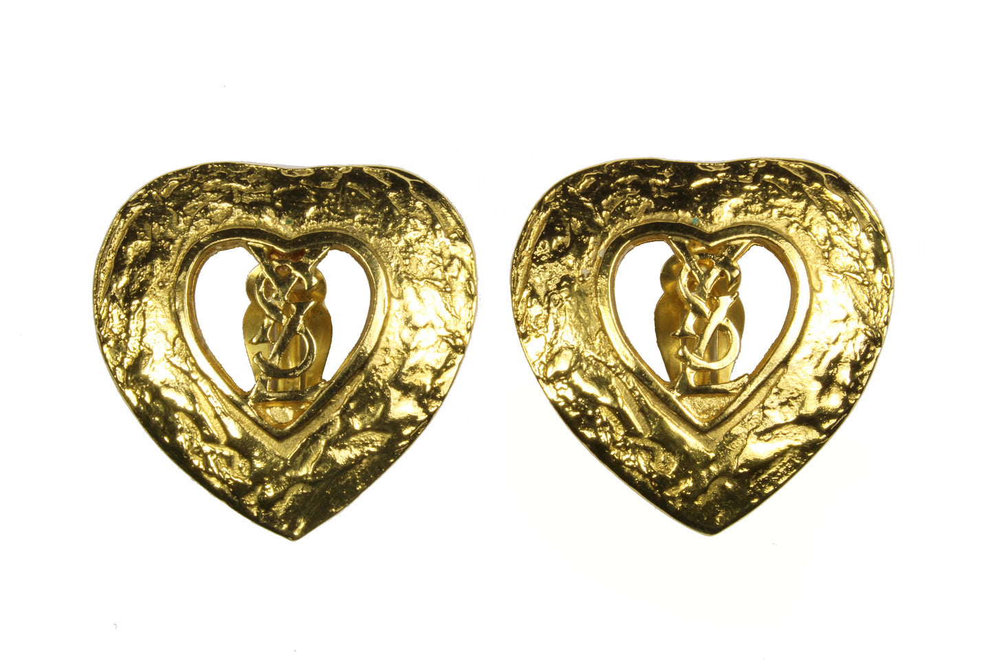 YVES SAINT LAURENT heart Logo earrings