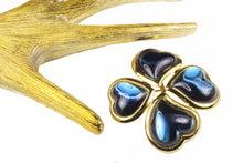 YVES SAINT LAURENT large blue clover brooch pendant