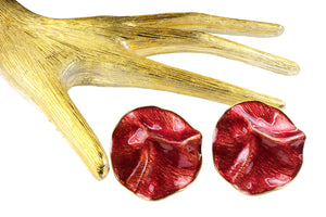 YVES SAINT LAURENT wrinkled red enamel earrings