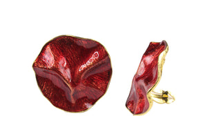 YVES SAINT LAURENT wrinkled red enamel earrings