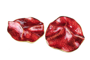 YVES SAINT LAURENT wrinkled red enamel earrings
