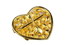 YVES SAINT LAURENT gold heart clear rhinestone brooch
