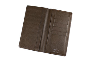 LOUIS VUITTON Long brown Taïga leather wallet
