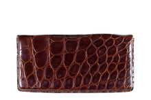 Brown glossy crocodile skin walet