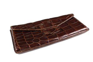 Brown glossy crocodile skin walet