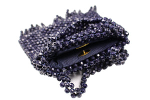 Dark blue faceted beads bag