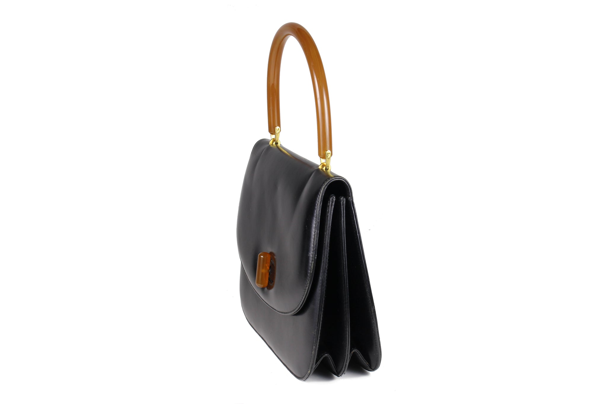 GUCCI leather and bakelite top handle bag – Vintage Carwen