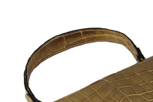 LOEWE toasted beige crocodile skin bag with semicircular flap