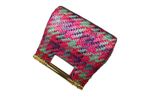 RODO multicolor wicker bag with metal handle