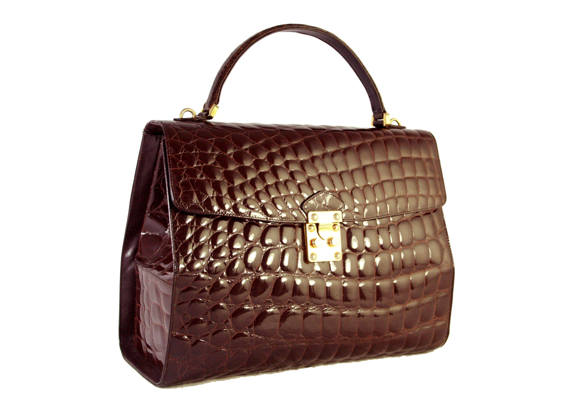 TAIR'S large brown crocodile embossed handbag – Vintage Carwen
