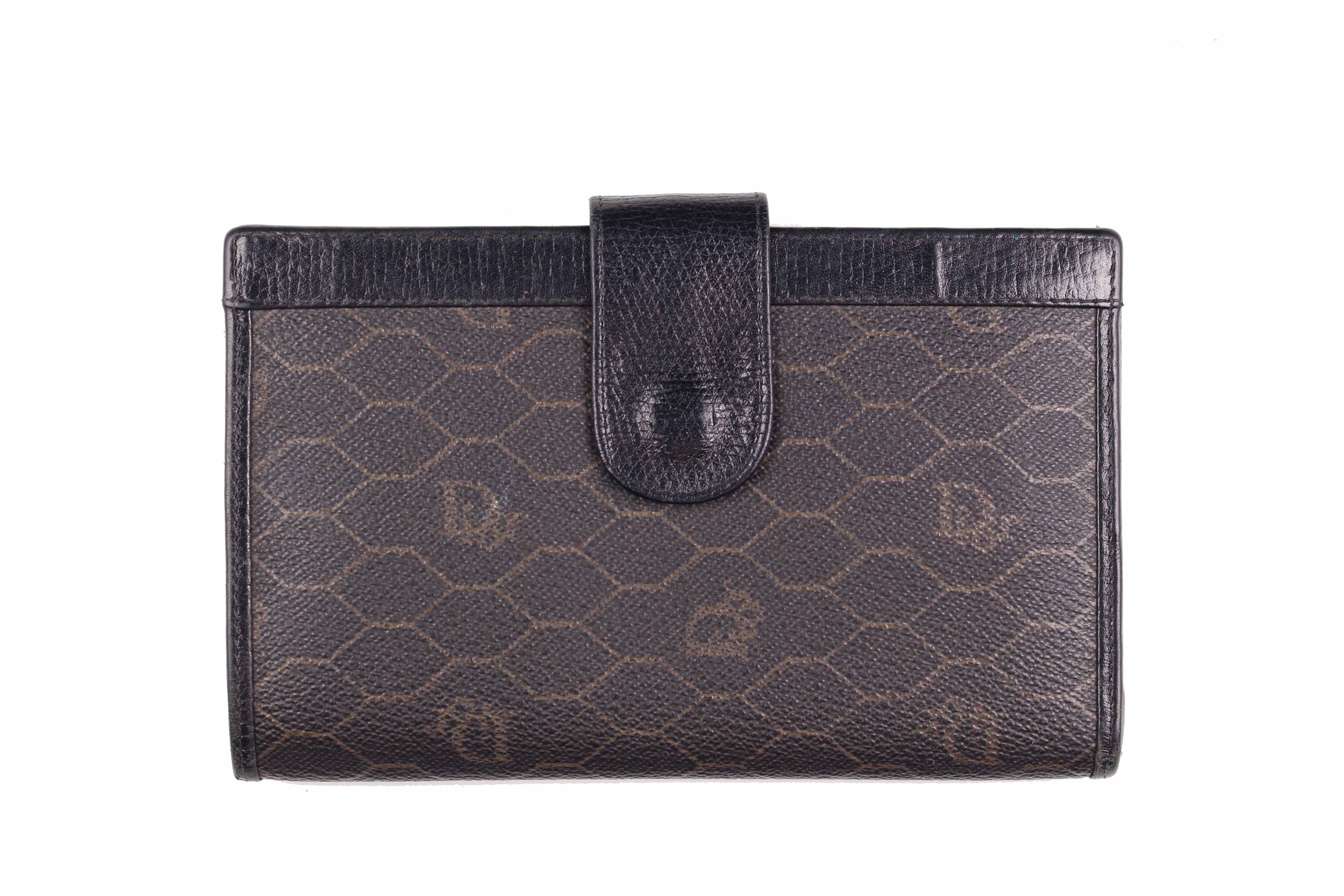 CHRISTIAN DIOR black honeycomb canvas wallet – Vintage Carwen