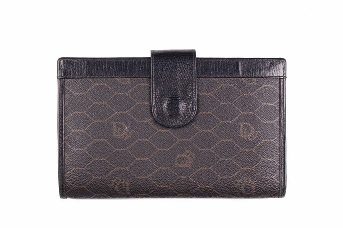 CHRISTIAN DIOR black honeycomb canvas wallet