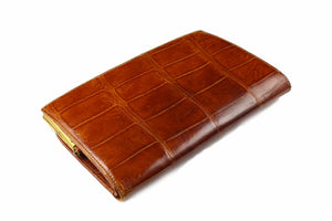 Cognac crocodile skin coin purse