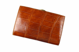 Cognac crocodile skin coin purse