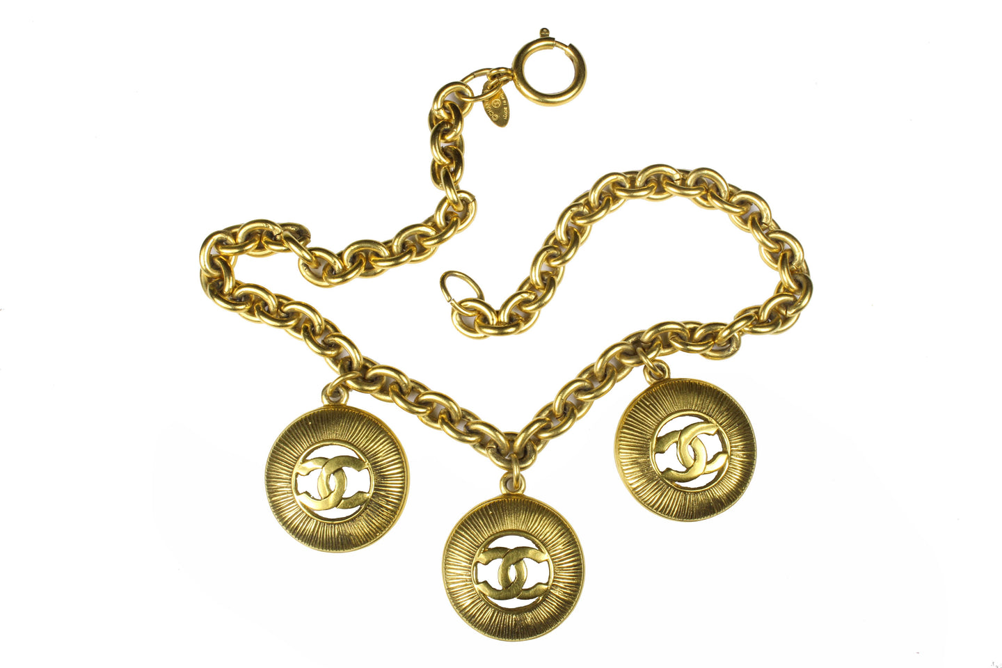 CHANEL Logo medallion charms necklace