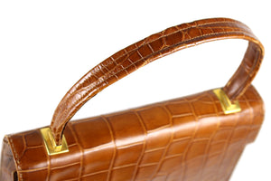 MAGDA butterscotch-color crocodile skin handbag