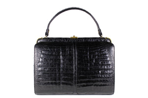 Black large "sauvage" crocodile bag