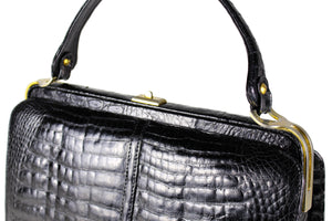 Black large "sauvage" crocodile bag