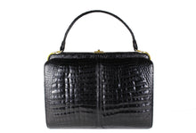 Black large "sauvage" crocodile bag