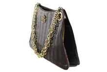 Large brown crocodile skin handbag with chain handle