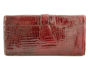 Baby crocodile skin ruby red handbag