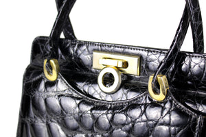 EL CORTE INGLÉS black crocodile skin handbag