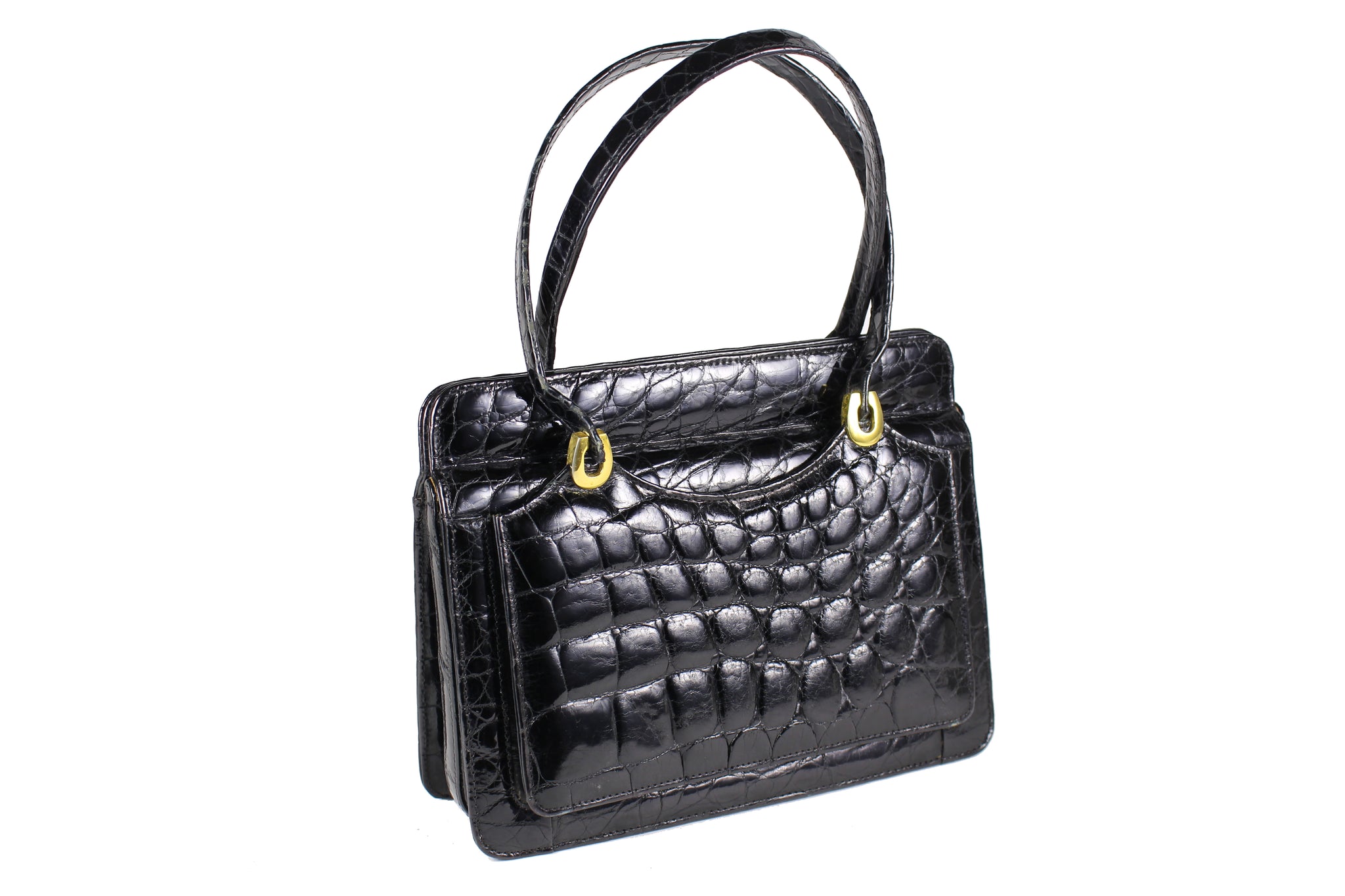 EL CORTE INGLÉS black crocodile skin handbag – Vintage Carwen