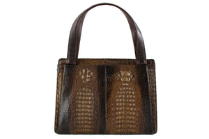 Double back baby crocodile handbag with double handle