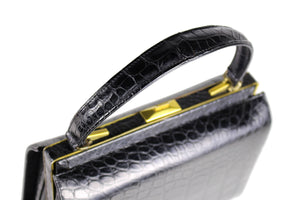 PALIZZIO black crocodile skin handbag with single handle
