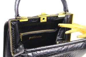 PALIZZIO black crocodile skin handbag with single handle