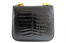 Black crocodile skin bag with adjustable chain handle