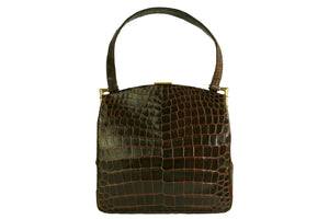KORET brown crocodile skin frame handbag with single handle