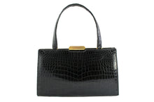 LANCEL black crocodile skin handbag top handle