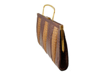 ESTEVE cognac color triple hornback baby crocodile skin handbag
