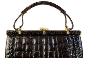 SINGAPUR brown crocodile skin handbag