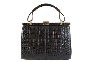 SINGAPUR brown crocodile skin handbag