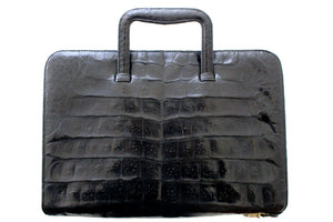 Black crocodile briefcase bag with sliding handles