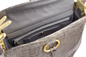 COMTESSE gray crocodile skin handbag