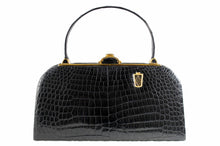 STRAETER "LITE ON" handbag black baby crocodile skin