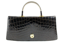 EL CORTE INGLÉS brown crocodile handbag with metal handle