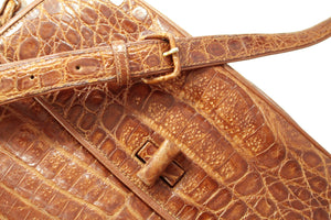 LOEWE crocodile skin handbag in light brown